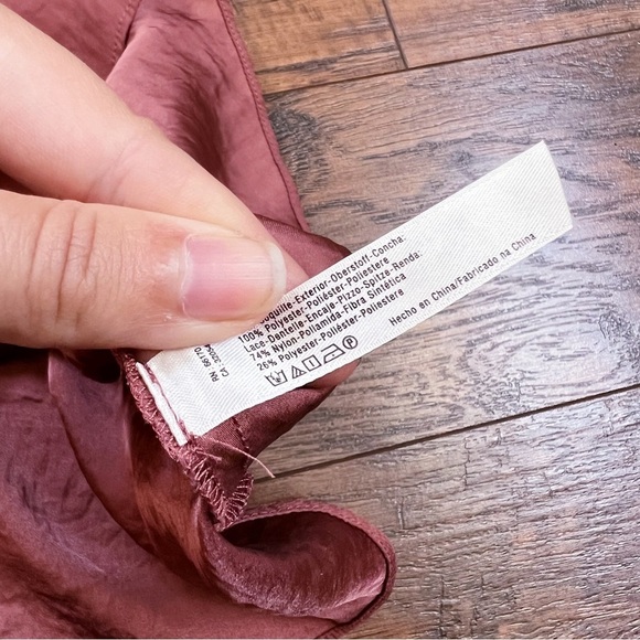 Free People • Deep V Bandeau Top satin lace cami tank Copper rust cream bralette - Picture 7 of 11